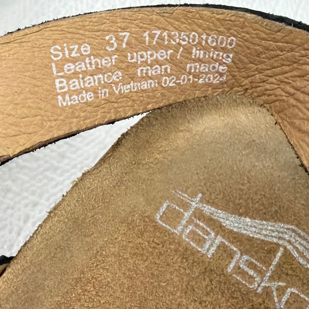 Dansko Sandals Womens Size 7 Tinley Wedge Black Leather Strappy Slingback 37 - Picture 8 of 11